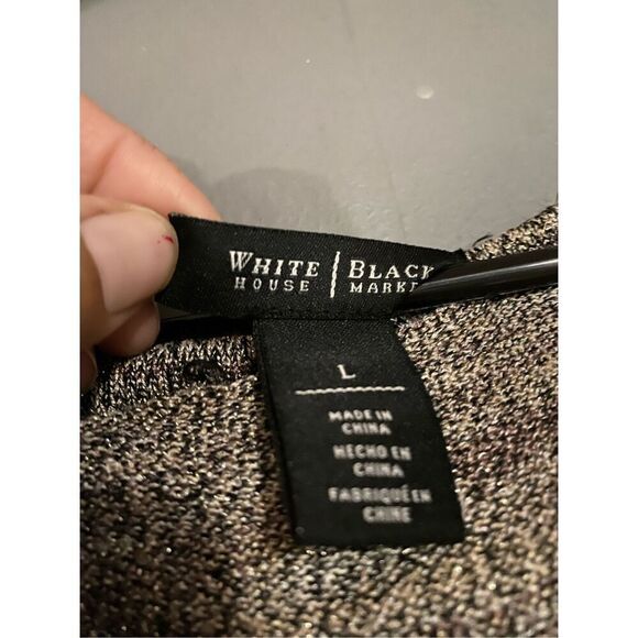 White House Black Market Metallic Off Shoulder Cowl Neck Sweater Size L - Picture 3 of 5